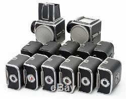 2 Hasselblad Camera Bodies 500 C with 11 pcs Film Backs UNTESTED