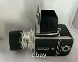 HASSELBLAD 500 CM CAMERA + 80mm Lens + A24 BACK-MEDIUM FORMAT FILM withLENS HOOD