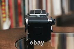 Hasselblad 205 TCC medium format camera, E12 film back, Waistlevel finder