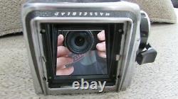 Hasselblad 500 CM medium format camera body, view finder, 2 film backs