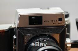 MAMIYA 23 Standard Film Camera Body, back & 2 lens kit w camera bag