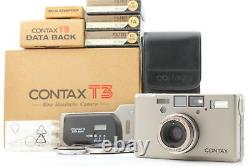MINT Box + Data Back Adapter Contax T3 Titan Silver Film Camera From JAPAN