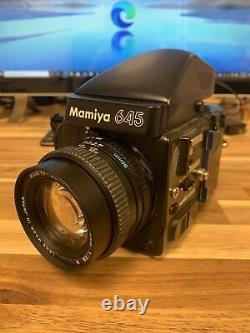 Mamiya 645 Super Medium Format SLR Film Camera Body, 80 mm 12.8 lens, 120 Back