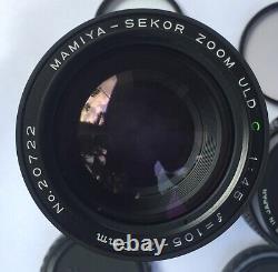 Mamiya M645 Super Camera BODY+Film Back+3 NOS LENSES USED FOR PARTS/SERVICE