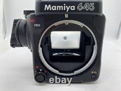 Near MINT? MAMIYA 645 Pro 6x4.5 Film Camera Body + AE Finder + 120 Film Back