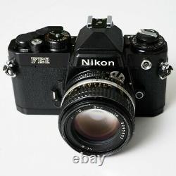 Nikon FE2 35mm SLR Film Camera with MF-16 Data Back + 50mm 1.4 AIS Lens Black