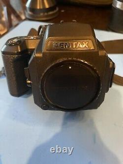 Pentax 645N II Medium Format SLR Film Camera, 45mm Lens, And Two 120 Film Backs