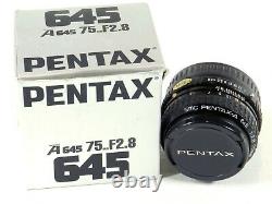 Pentax 645 Medium Format Film Camera + 75mm f/2.8 Lens, 200mm f/4, Backs, Boxes