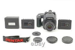 TOP MINT Pentax 645NII Camera Body + FA 75mm f2.8 Lens 120 220 Film Back JAPAN