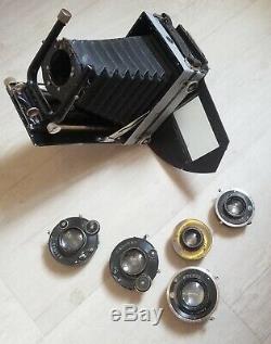 Unique Voigtlander 6x9 camera with Plaubell 120 roll film back + 5 lenses Linhof