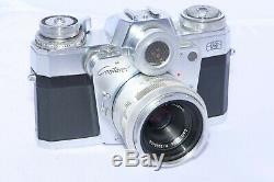 Zeiss Contarex Bullseye camera. Carl Zeiss Tessar 50mm f2.8. Case. Film Back